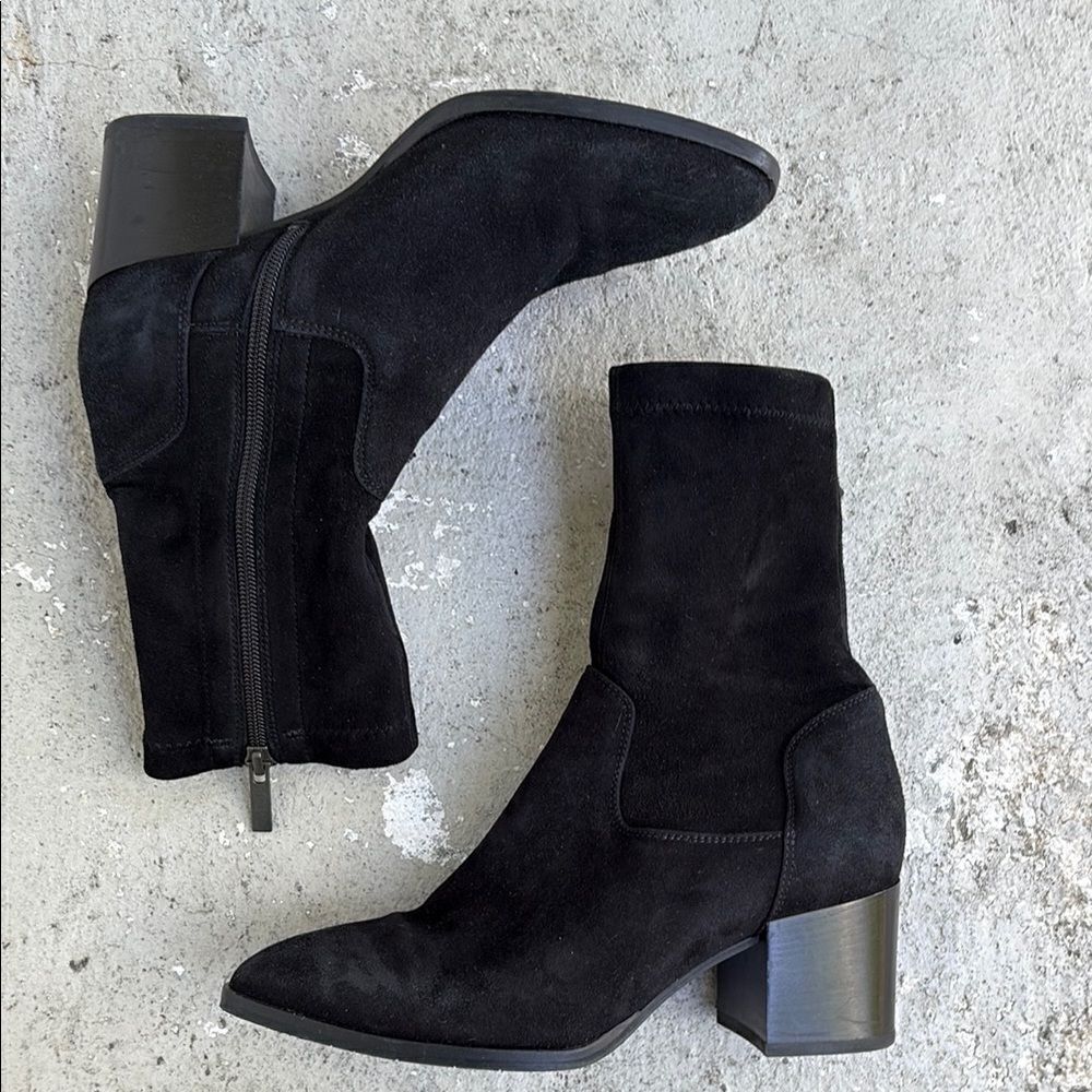 Aquatalia Tilly stacked sock ankle boots